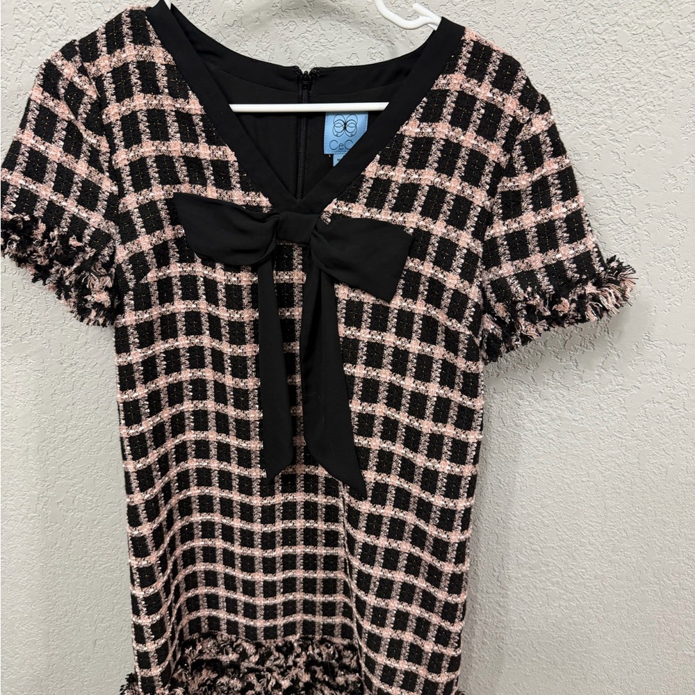CeCe Black and Pink Checkered womens Dress